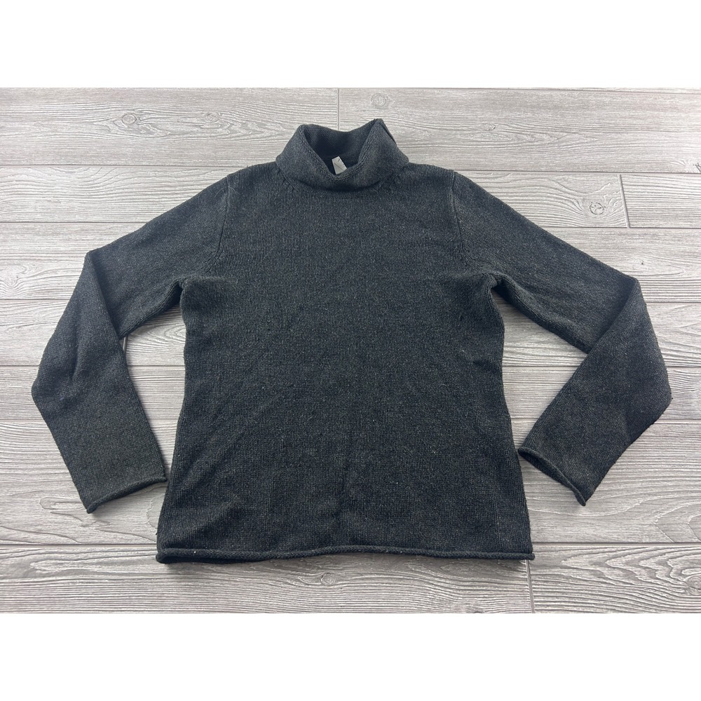 J.Crew Charcoal Gray Cotton Cashmere Turtleneck Sweater Medium RN77388